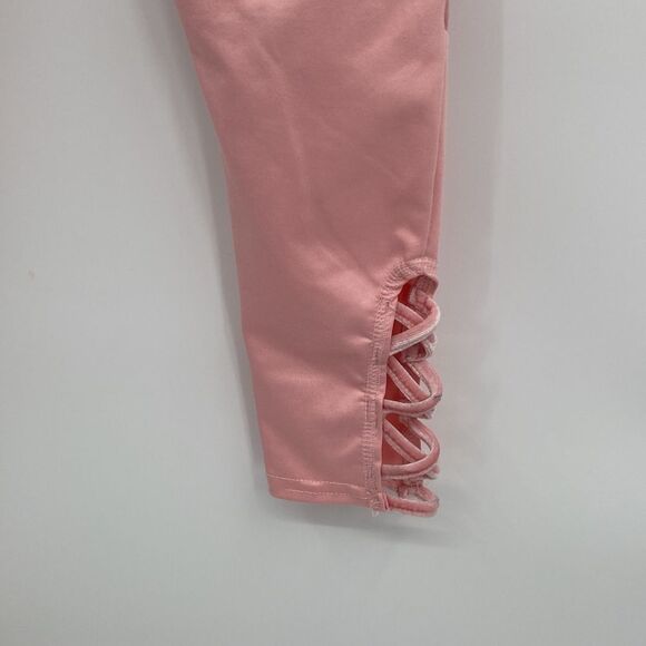 Justice Active Pink Colorblock Leggings Velvet Stripe Lace Up Sides size 10 - Picture 7 of 7